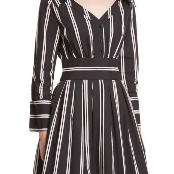 Alice + Olivia Black White 3/4 Sleeve midi Dress wedding guest shower size 6 - Picture 16 of 16